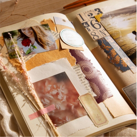 Journaling Scrapbooking collage photo journal intime art-thérapie personelle perso création fleur sèche timbre sara fée gagné charest